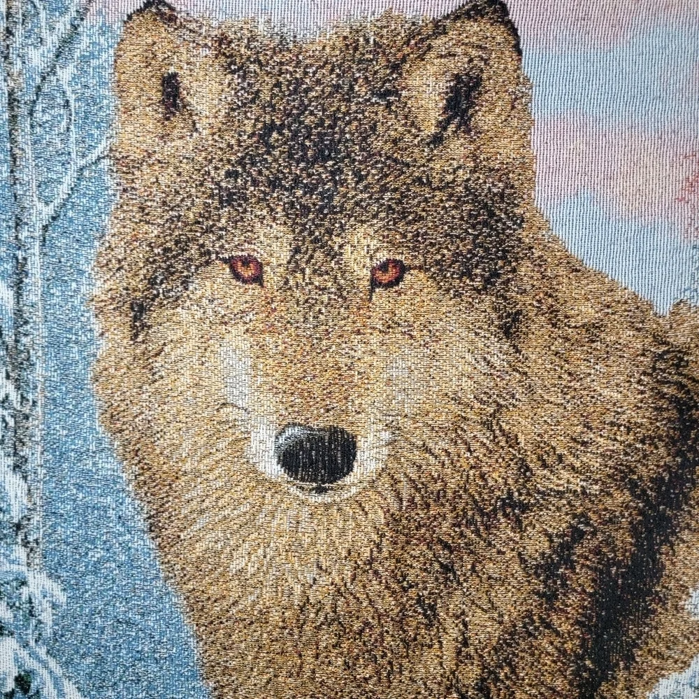 Source Unknown Wolf‎ Family Tapestry Blanket - Brown and Green